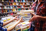 Customer selling used books to a local bookstore in Seattle