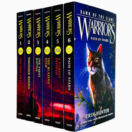 Warriors Cats Dawn of The Clans Prequel Book 1-6 Series 5 Books Collection Set By Erin Hunter(The Sun Trail, Thunder Rising, The First Battle, The Blazing Star, A Forest Divided & Path of Stars)