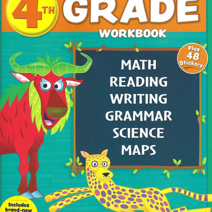 NEW 2018 Edition Scholastic - 4th Grade Workbook with Motivational Stickers